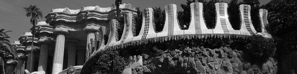 Detail of Park Güell. With the Hypostyle Room in the background