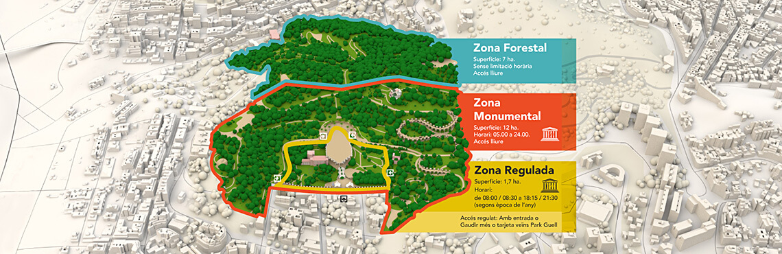Mapa de zonificació del Park Güell Mapa de zonificació del Park Güell