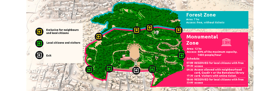 Zoning map of Park Güell Zoning map of Park Güell
