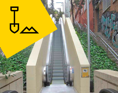 Obras de reurbanización de Baixada de la Glòria y sustitución de escaleras mecánicas Obras de reurbanización de Baixada de la Glòria y sustitución de escaleras mecánicas